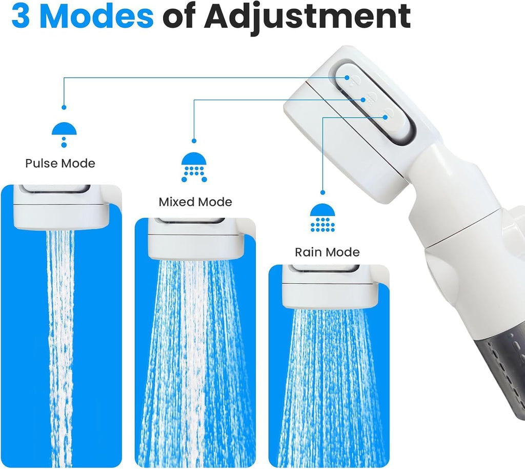 Portable Camping Shower, Upgraded Rechargeable Outdoor Shower Pump with Adjustable Water Flow, Portable Shower for Camping, Hiking, Travel, Beach, RV and Pet Washing