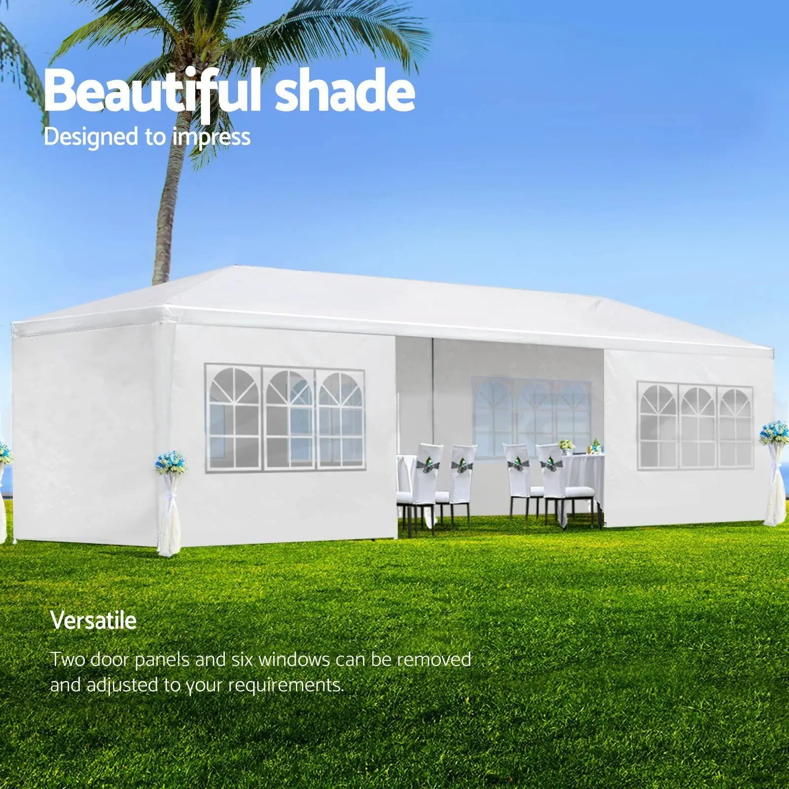 10'X30' Party Tent, Outdoor Wedding Canopy Tents for Parties with 8 Removable Sidewalls, Heavy Duty Canopy outside Gazebo Event Tent for Parties Garden Patio Backyard, White,Outdoorfurnitureset