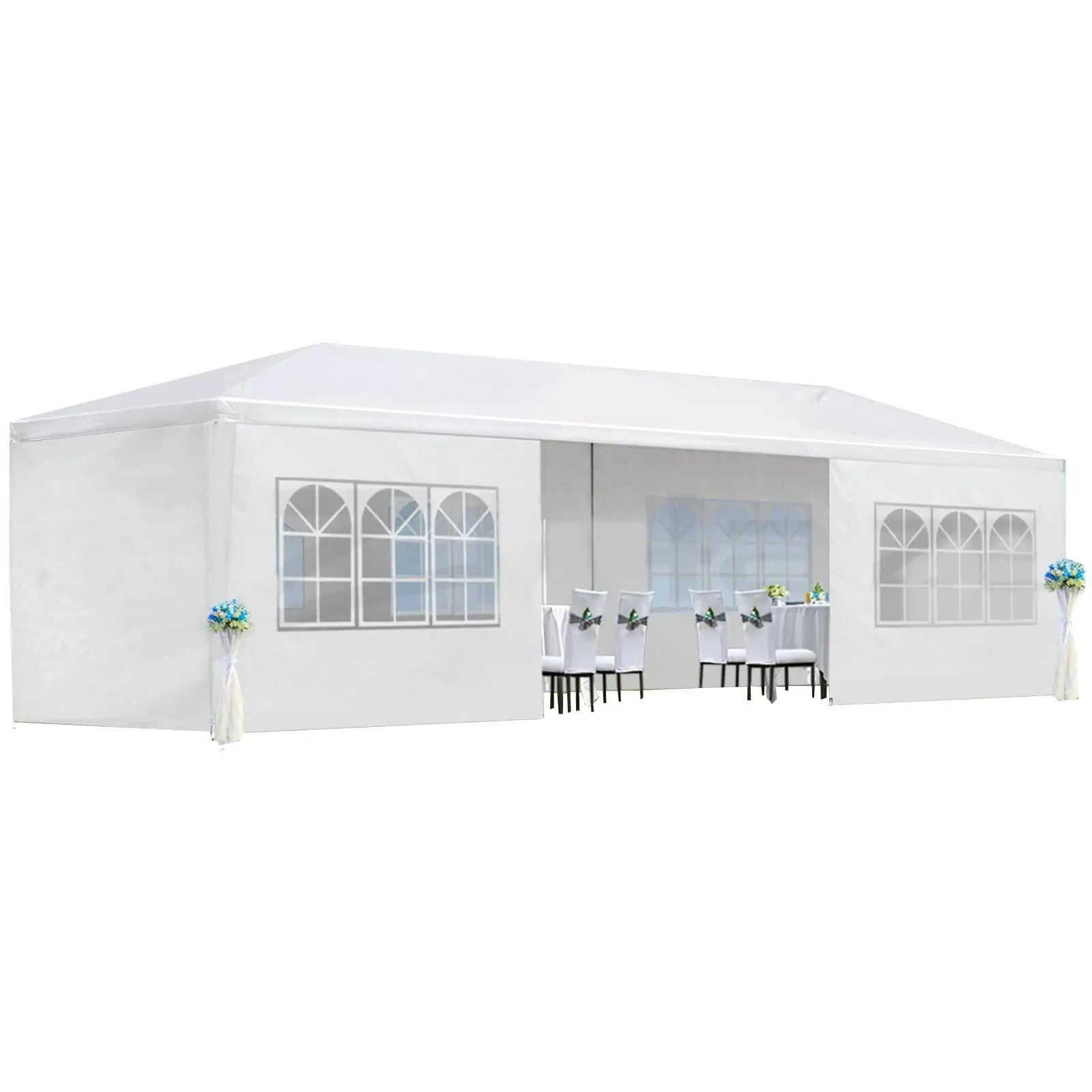 10'X30' Party Tent, Outdoor Wedding Canopy Tents for Parties with 8 Removable Sidewalls, Heavy Duty Canopy outside Gazebo Event Tent for Parties Garden Patio Backyard, White,Outdoorfurnitureset