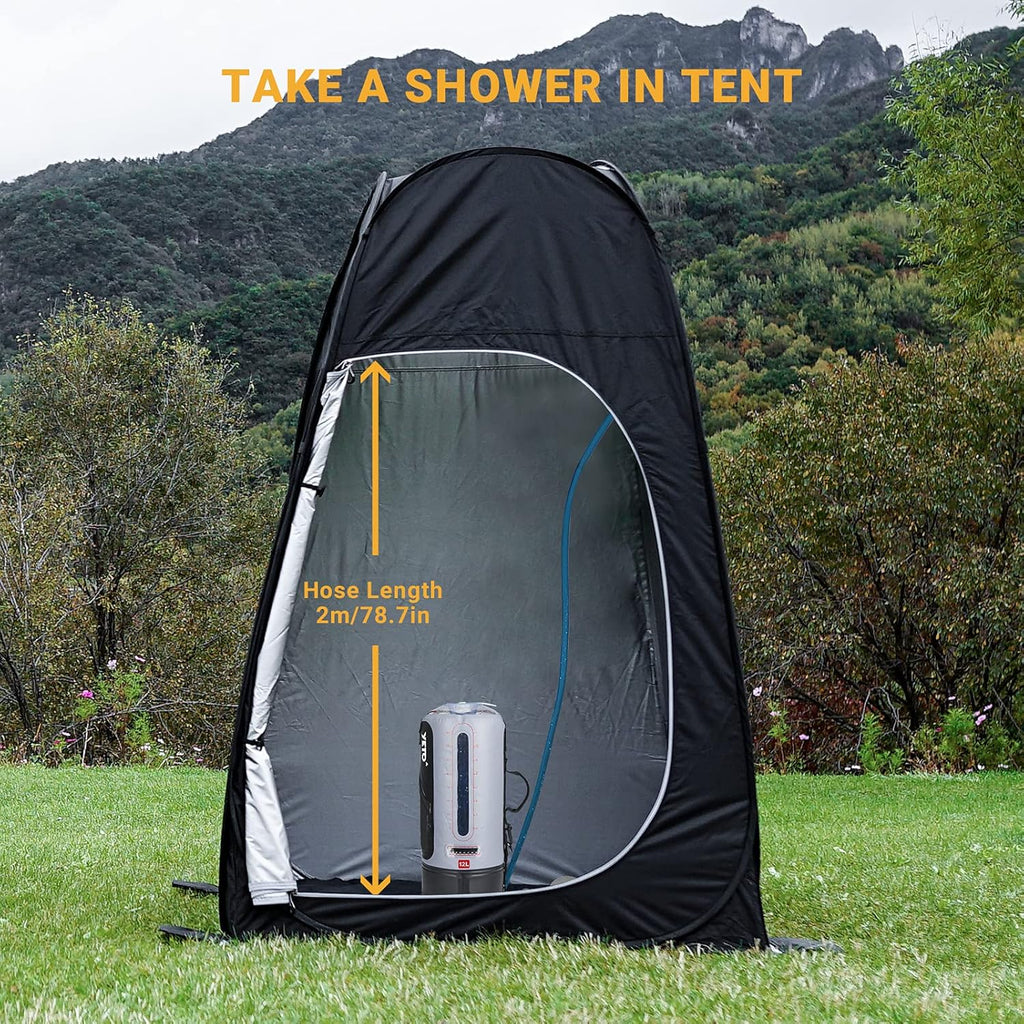 12L/3.17 Gallons Portable Camping Shower Portable Shower for Camping Camp Shower Solar Shower outside Shower with Pressure Foot Pump and Handy Nozzle Camping Showers Camping Shower Bag, GREY-12L