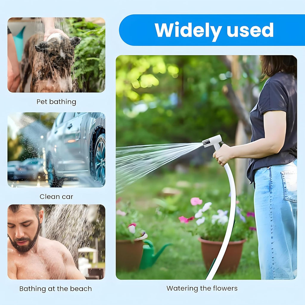 Portable Camping Shower, Upgraded Rechargeable Outdoor Shower Pump with Adjustable Water Flow, Portable Shower for Camping, Hiking, Travel, Beach, RV and Pet Washing