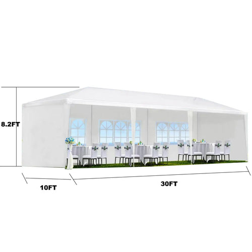 10'X30' Party Tent, Outdoor Wedding Canopy Tents for Parties with 8 Removable Sidewalls, Heavy Duty Canopy outside Gazebo Event Tent for Parties Garden Patio Backyard, White,Outdoorfurnitureset