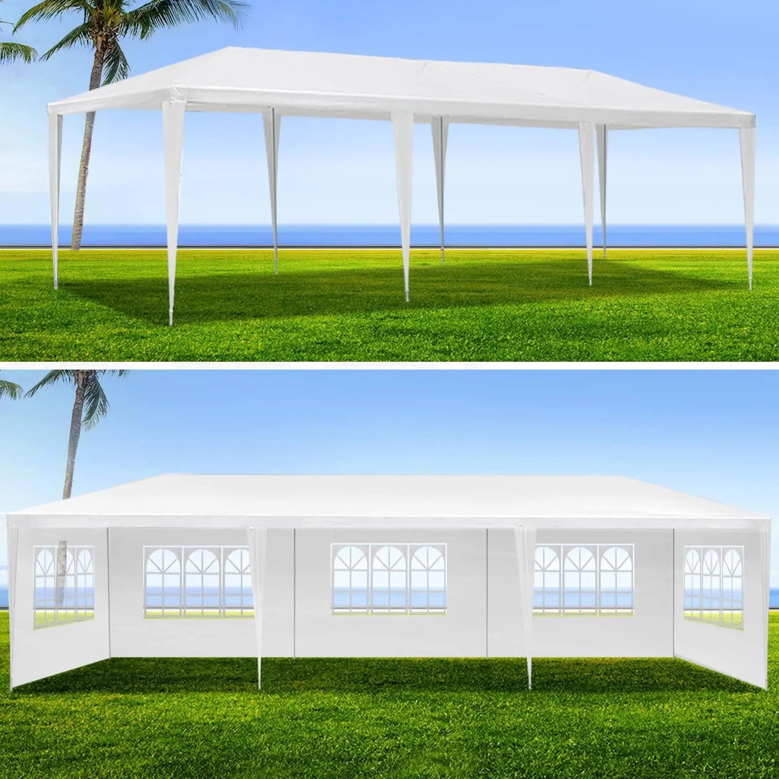 10'X30' Party Tent, Outdoor Wedding Canopy Tents for Parties with 8 Removable Sidewalls, Heavy Duty Canopy outside Gazebo Event Tent for Parties Garden Patio Backyard, White,Outdoorfurnitureset