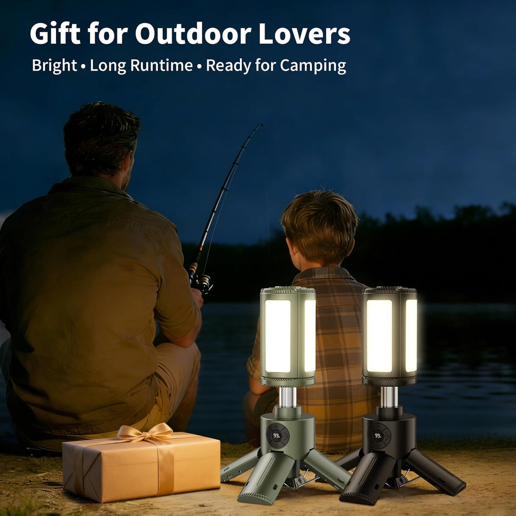 Telescopic Camping Lights with Stand, 14000Mah Rechargeable Camping Lantern,Portable Camping Light, IPX6 Waterproof, Dimmable Outdoor Tent Light for Emergency, Hiking, Fishing, Backyard