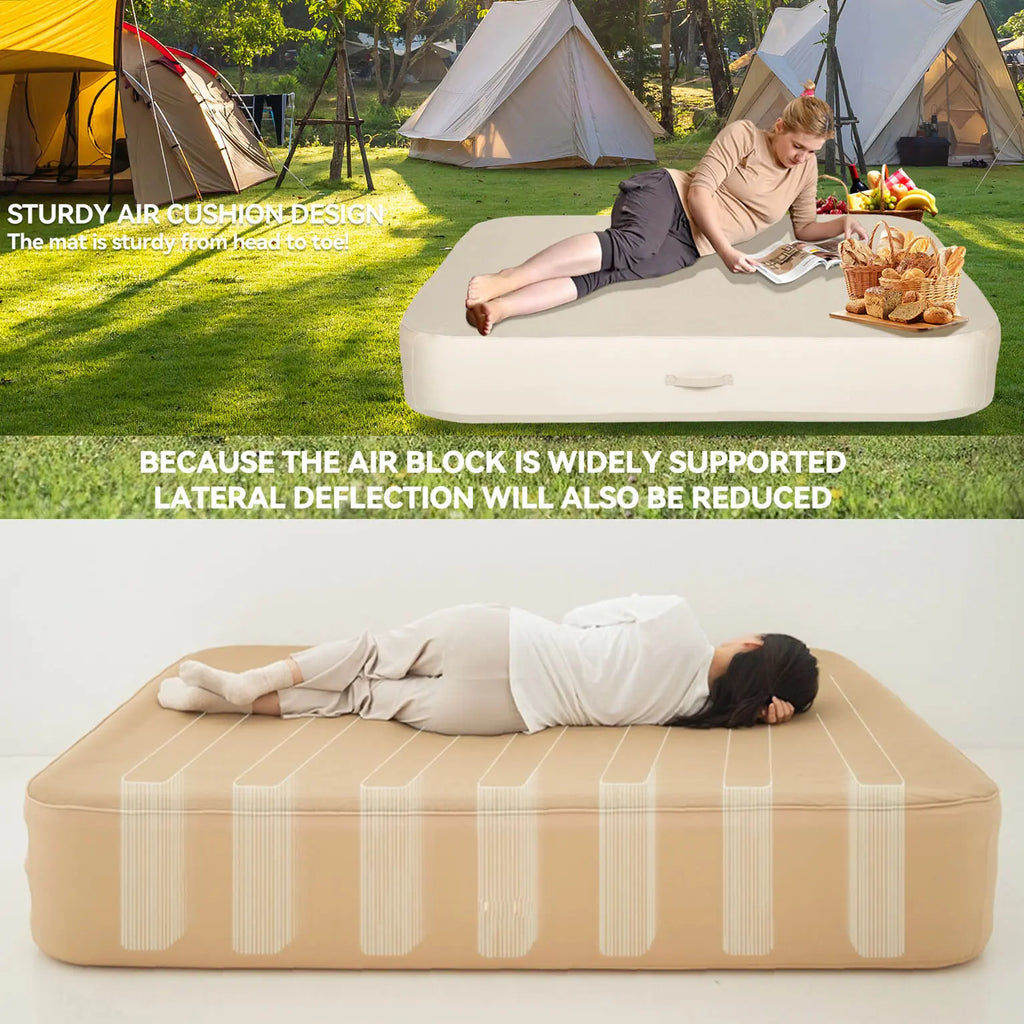 Camping Air Mattress Queen with Built in Pump, 13.78" Height Inflatable Airbed, Fast & Easy Inflation/Deflation Inflatable Mattress with Portable Carrying Bag, Inflatable Bed for Home, Camping