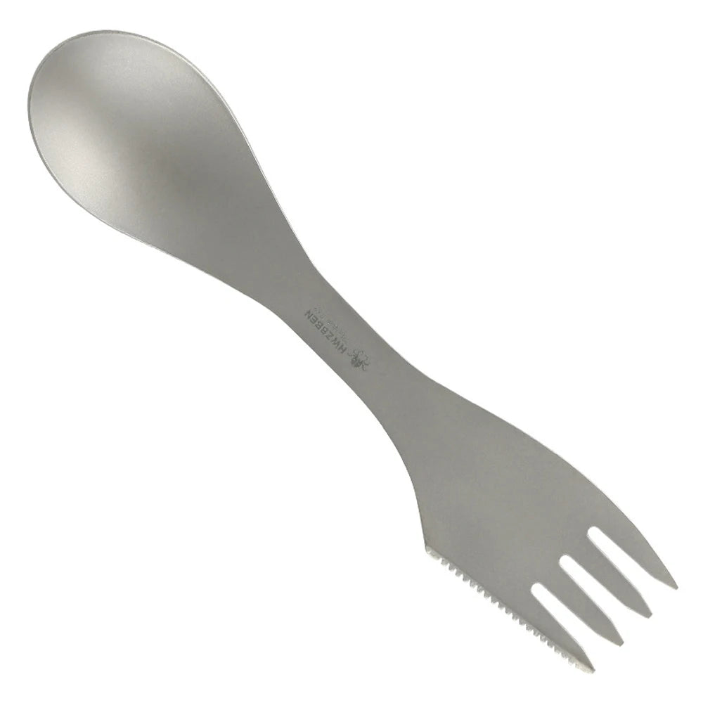 3-In-1 Ti Spork Camping Spoon Fork Cutter Combo Outdoor Tableware for Camping Hiking Outdoor Picnics