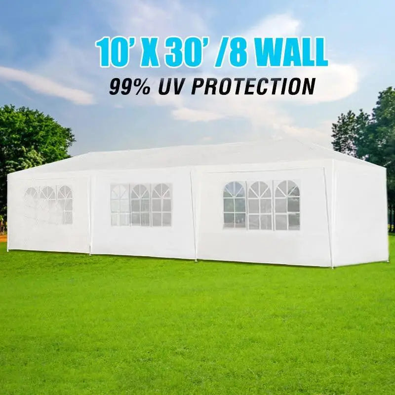 10'X30' Party Tent, Outdoor Wedding Canopy Tents for Parties with 8 Removable Sidewalls, Heavy Duty Canopy outside Gazebo Event Tent for Parties Garden Patio Backyard, White,Outdoorfurnitureset