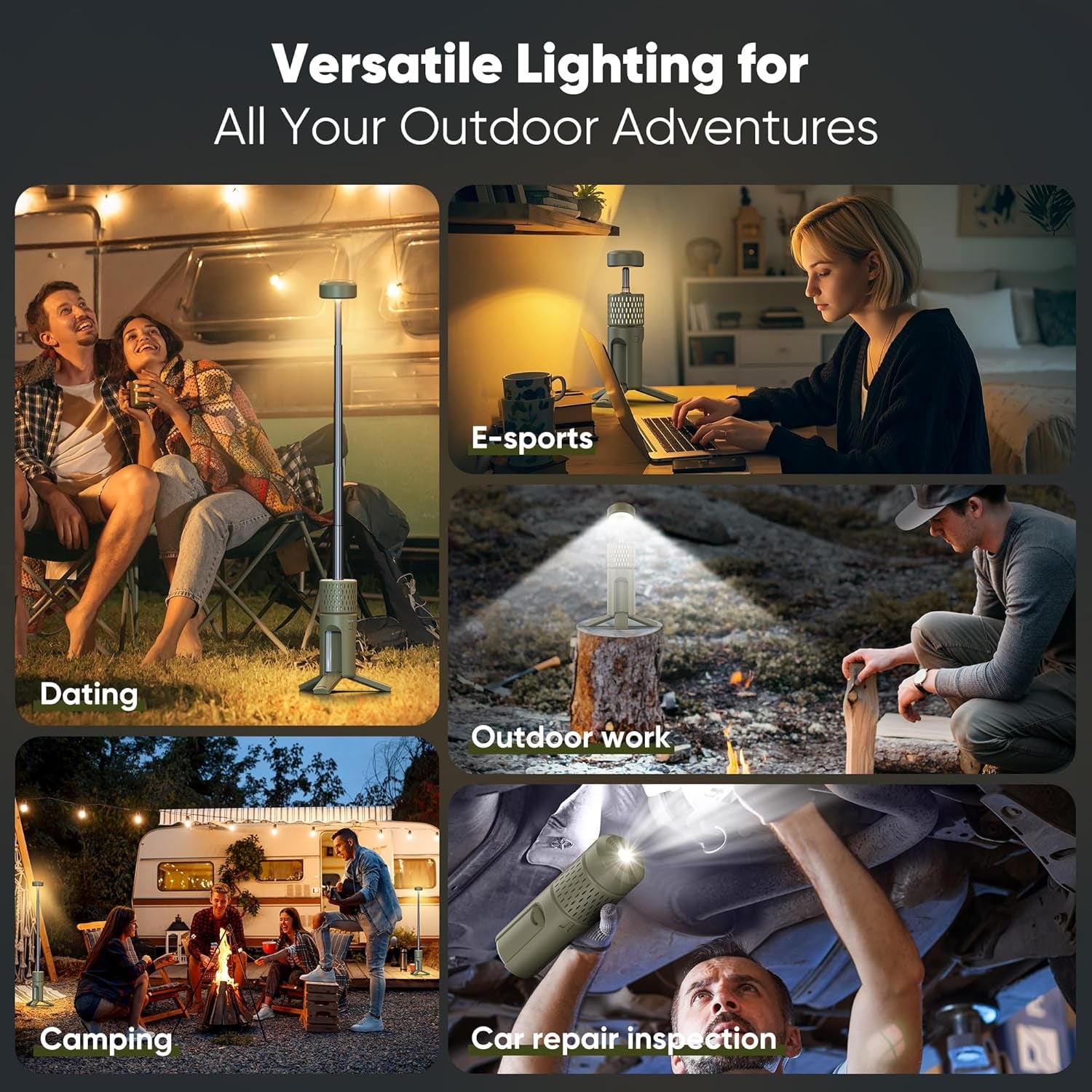 Camping Lights, Rechargeable 12000Mah Collapsible Camping Lanterns ,Portable Flashlights, Camping Light for Tent, Emergency, Outdoor, IPX5 Waterproof