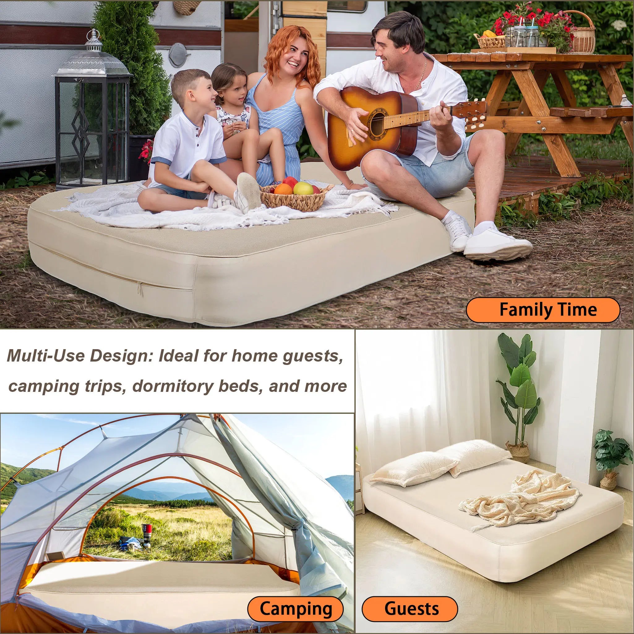 Camping Air Mattress Queen with Built in Pump, 13.78" Height Inflatable Airbed, Fast & Easy Inflation/Deflation Inflatable Mattress with Portable Carrying Bag, Inflatable Bed for Home, Camping